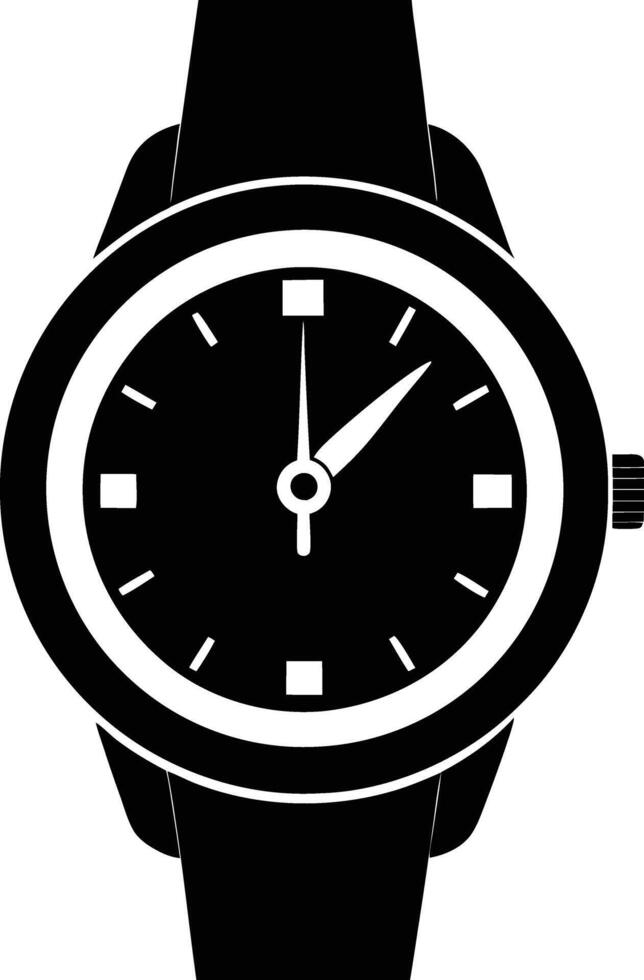 Hand watch illustration black and white vector