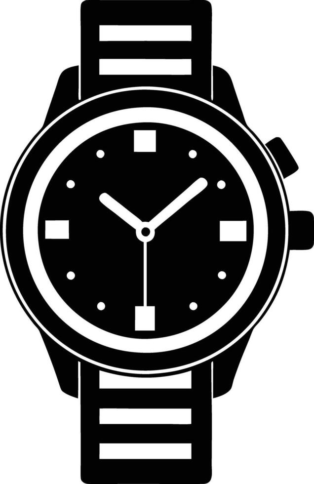 Hand watch illustration black and white vector
