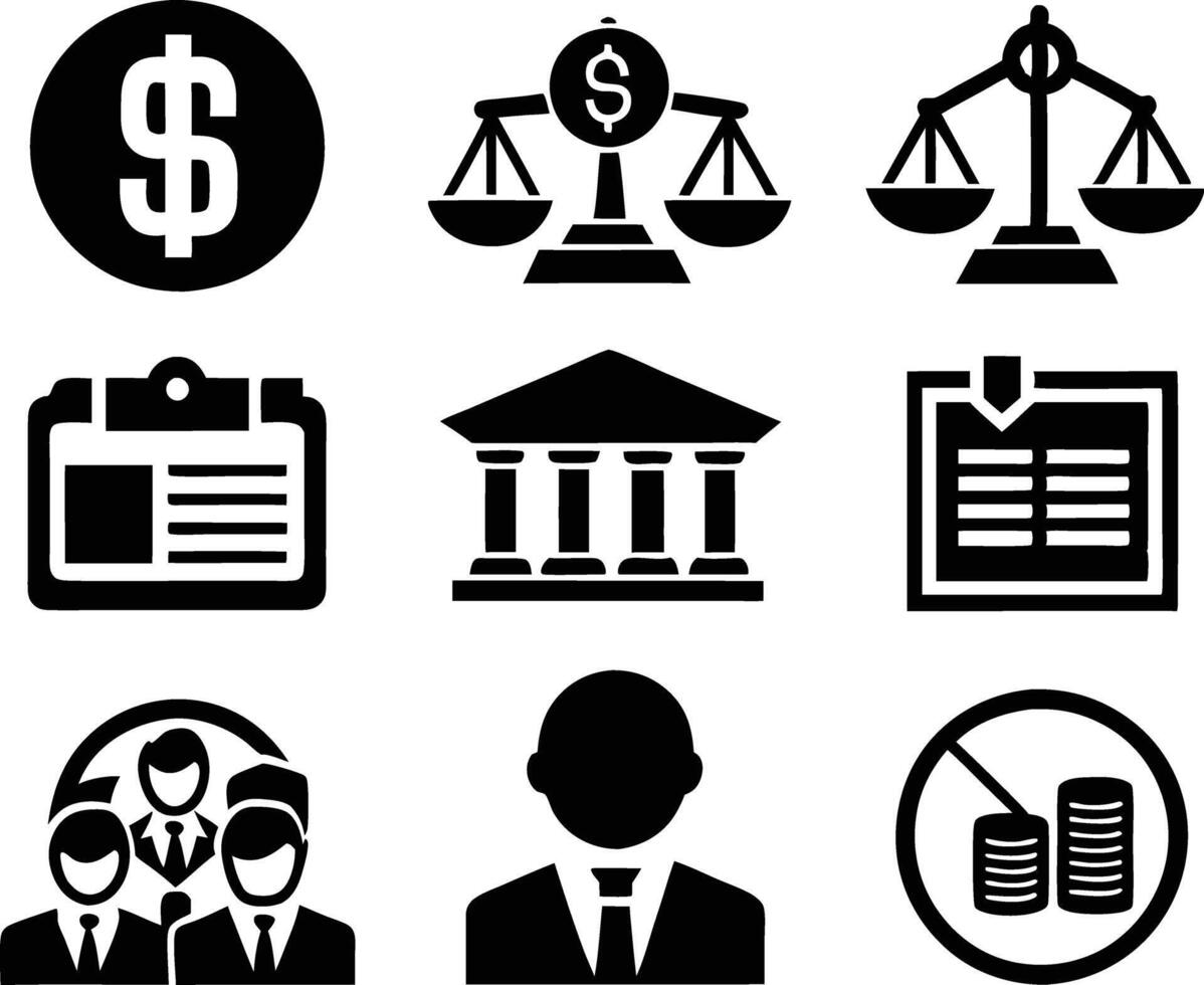 set of accounting icon illustration. revenue, document, calculator, success, economy, infographic, research, accountant vector