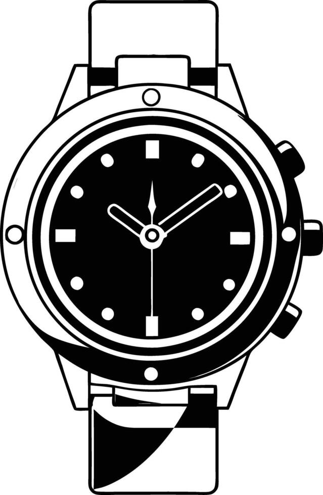 Hand watch illustration black and white vector