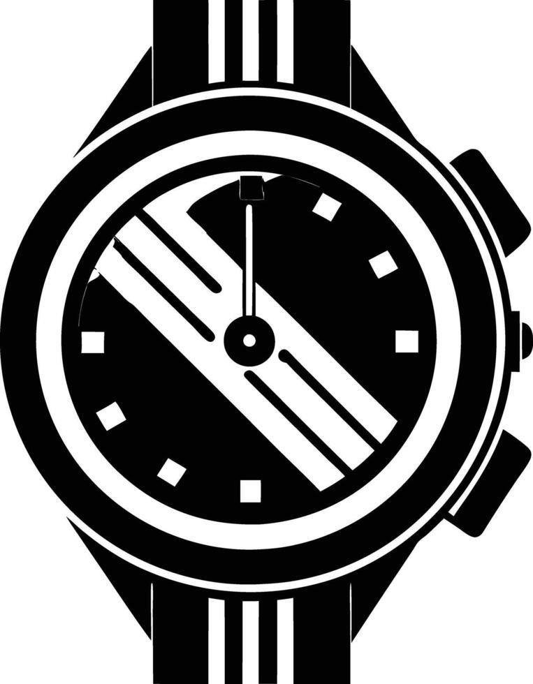 Hand watch illustration black and white vector
