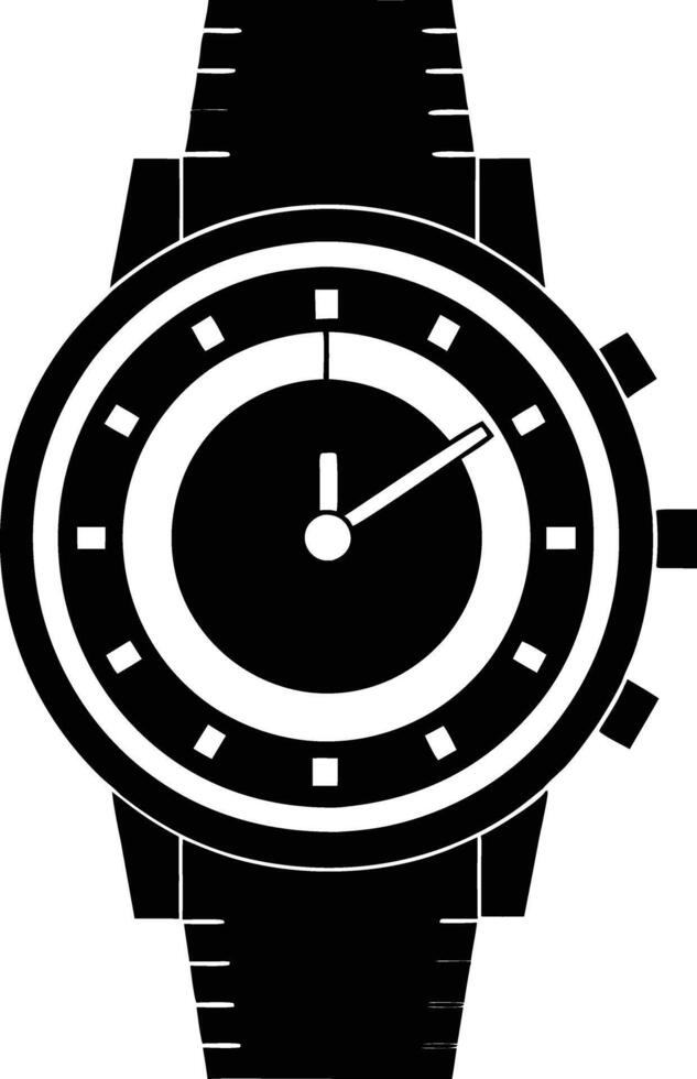 Hand watch illustration black and white vector