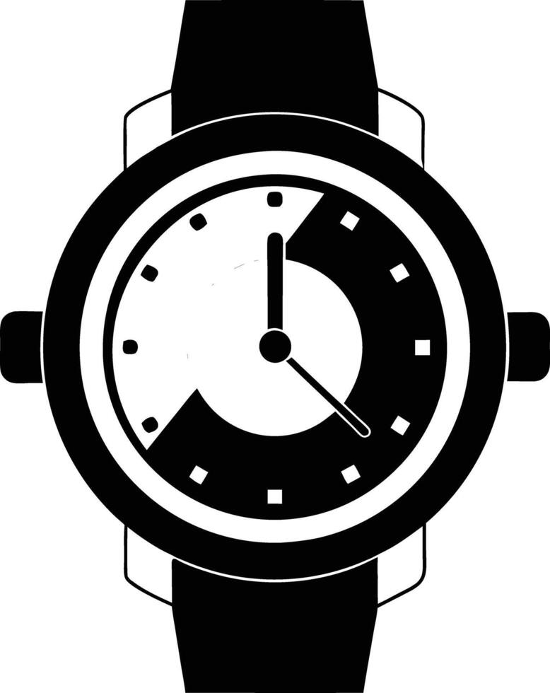Hand watch illustration black and white vector