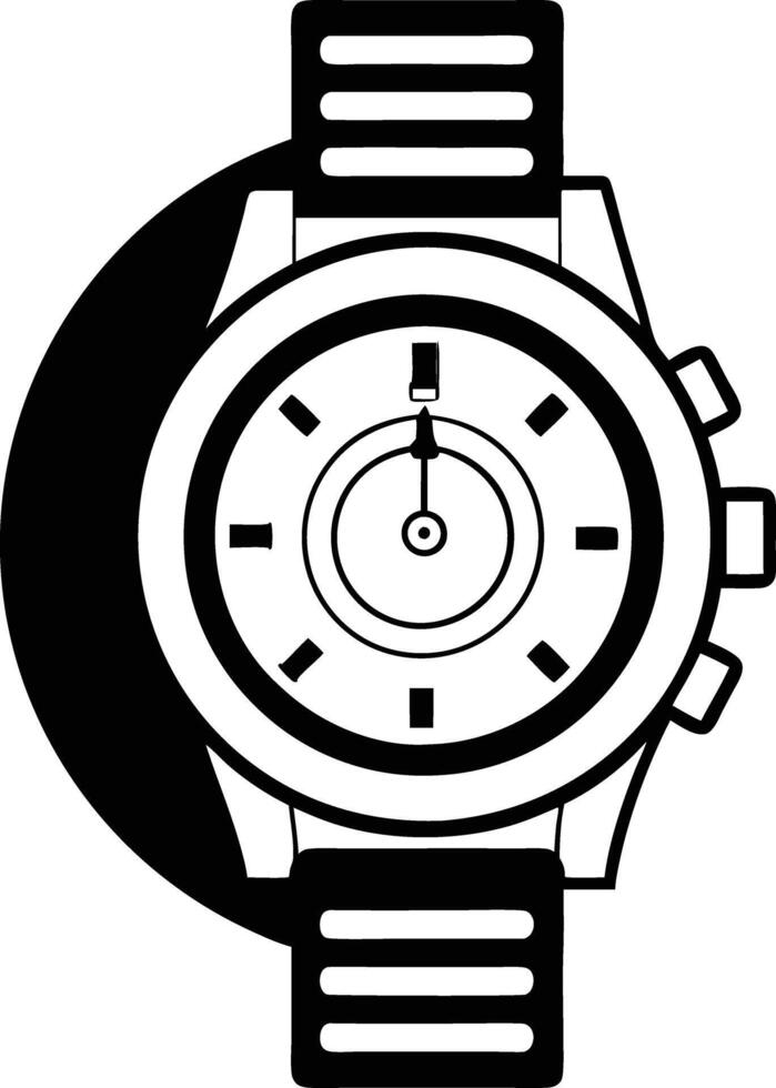 Hand watch illustration black and white vector
