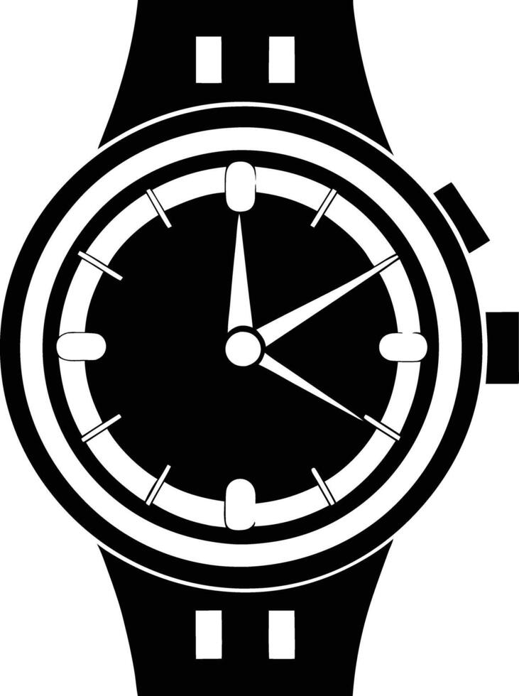 Hand watch illustration black and white vector