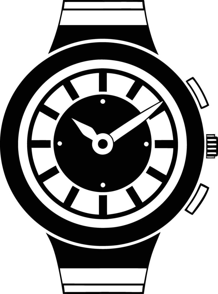 Hand watch illustration black and white vector