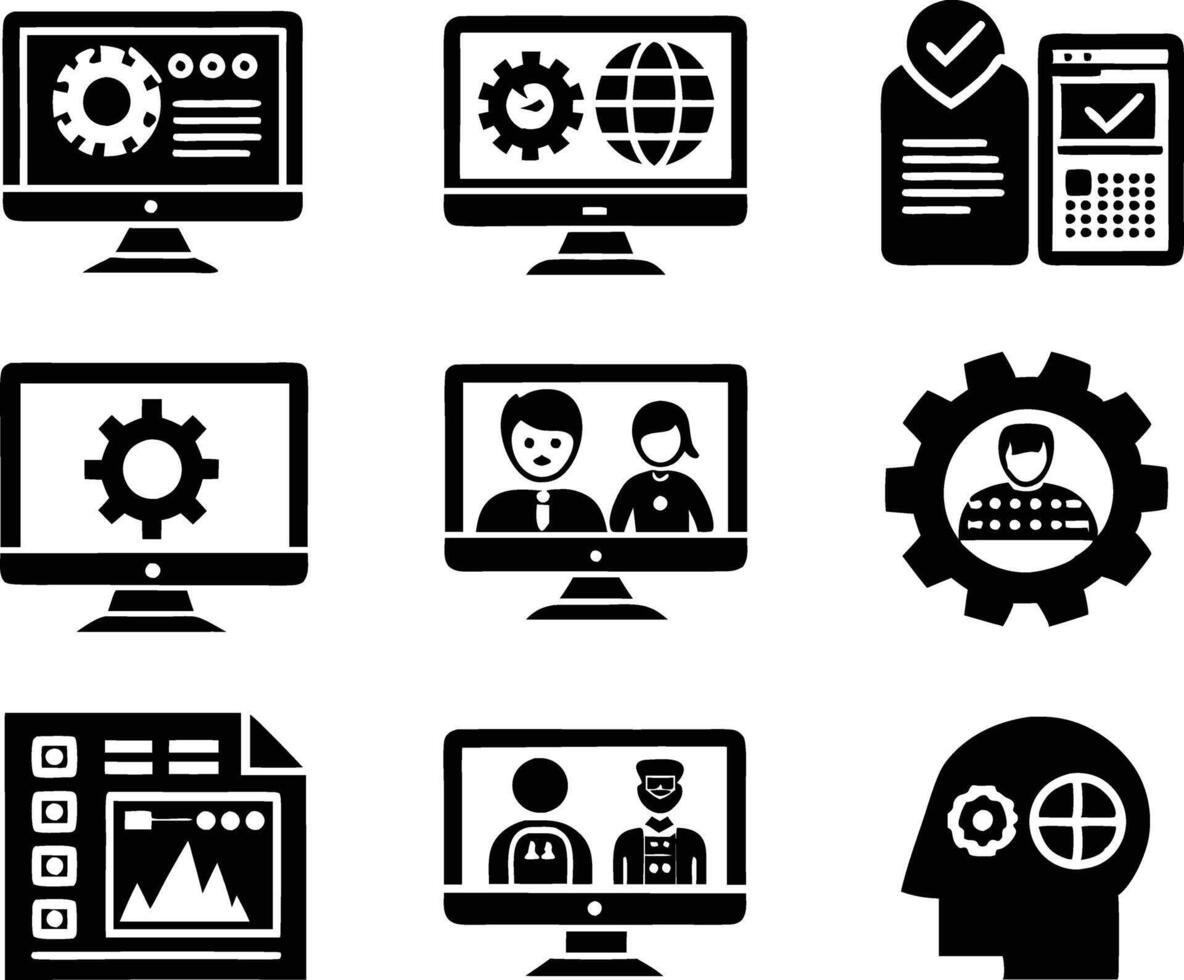 set of Programming icon illustration. computer, code, programming, software, technology, internet, program, coding, development vector