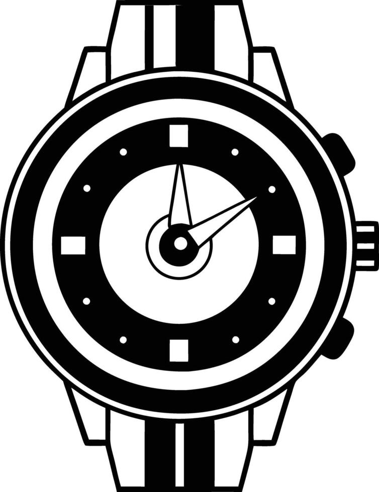 Hand watch illustration black and white vector