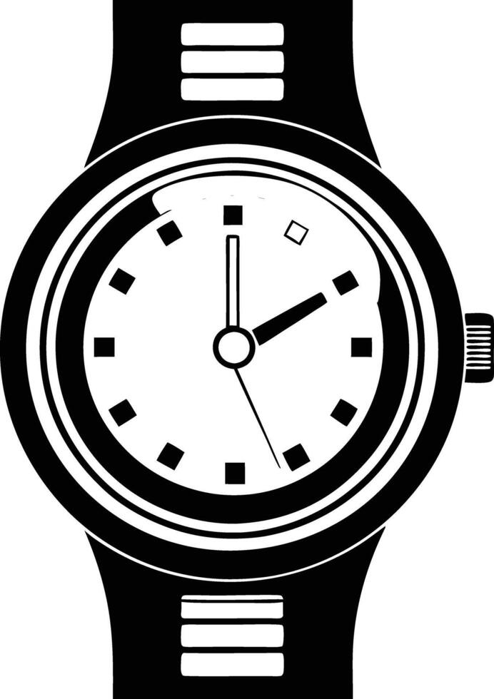 Hand watch illustration black and white vector