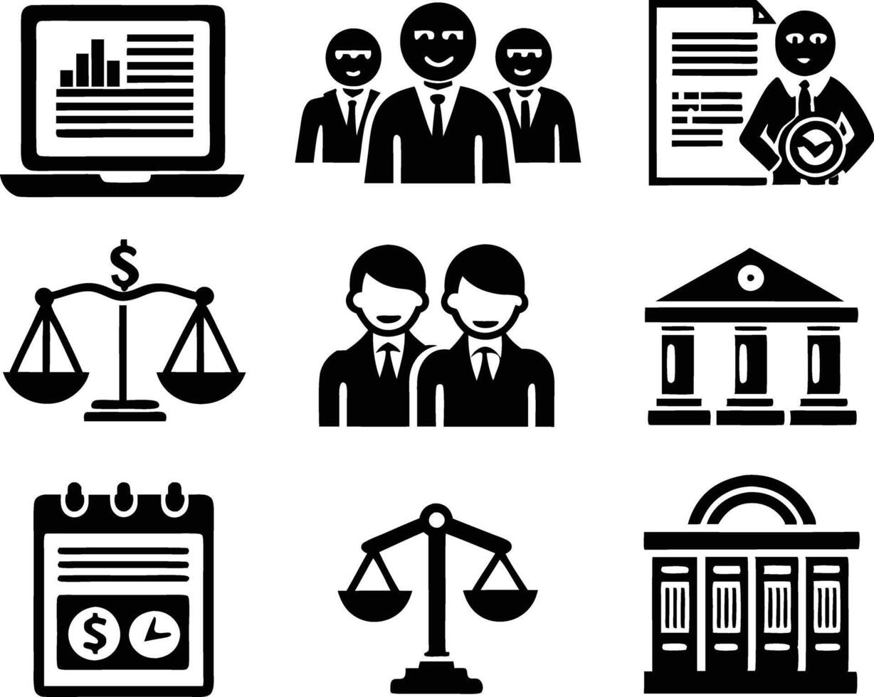 set of accounting icon illustration. revenue, document, calculator, success, economy, infographic, research, accountant vector