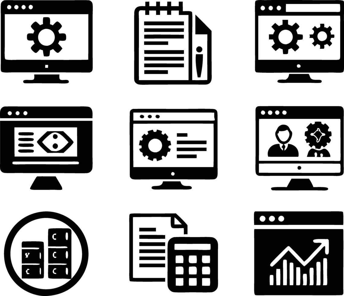 set of Programming icon illustration. computer, code, programming, software, technology, internet, program, coding, development vector