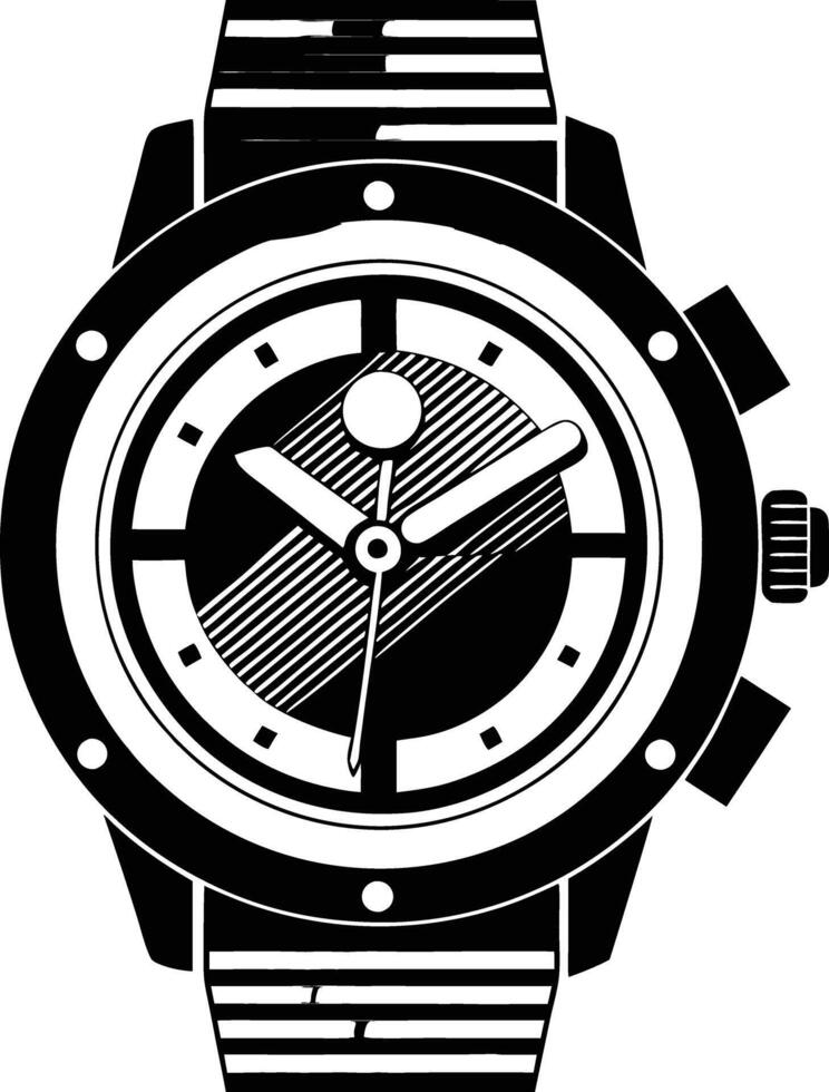 Hand watch illustration black and white vector
