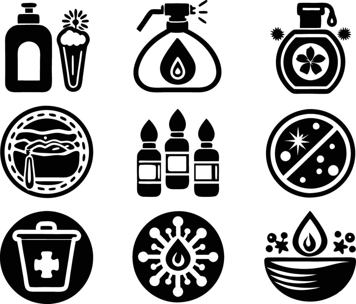 Set of care products icon illustration. serum, cosmetics, skin care, spa, mockup, wellness, health, vector