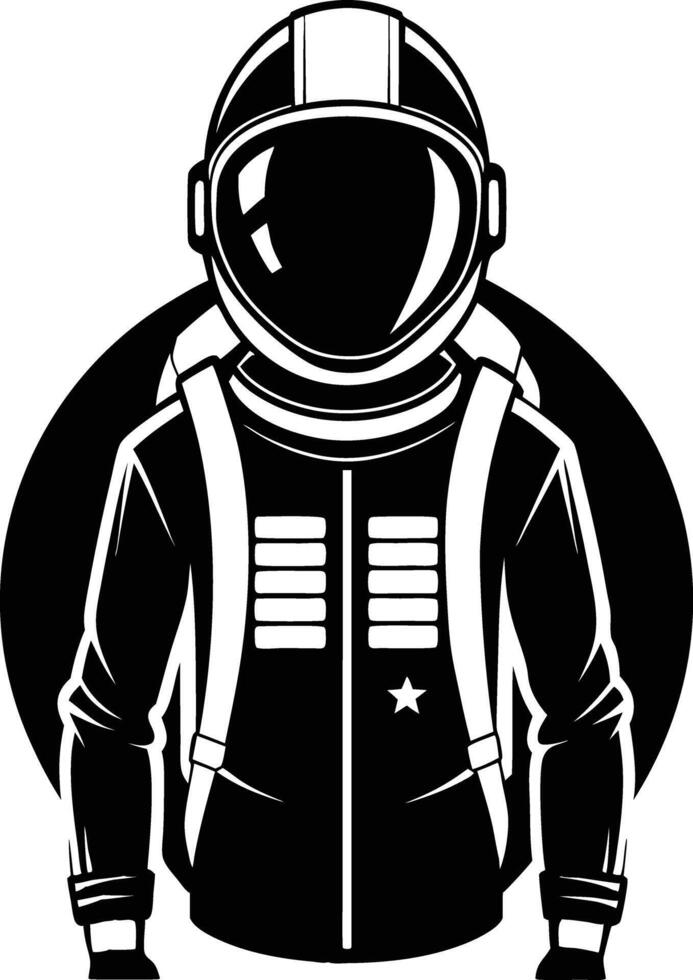 astronaut in a space suit silhouette black and white illustration vector