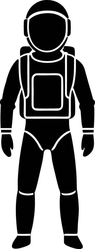 astronaut in a space suit silhouette black and white illustration vector