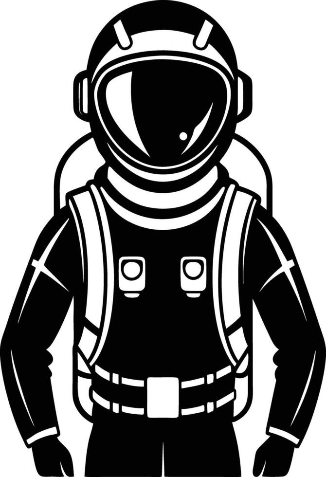 astronaut in a space suit silhouette black and white illustration vector