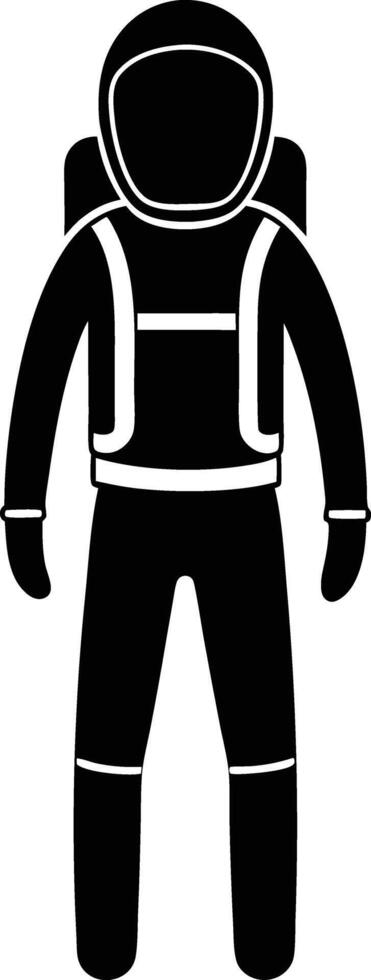 astronaut in a space suit silhouette black and white illustration vector