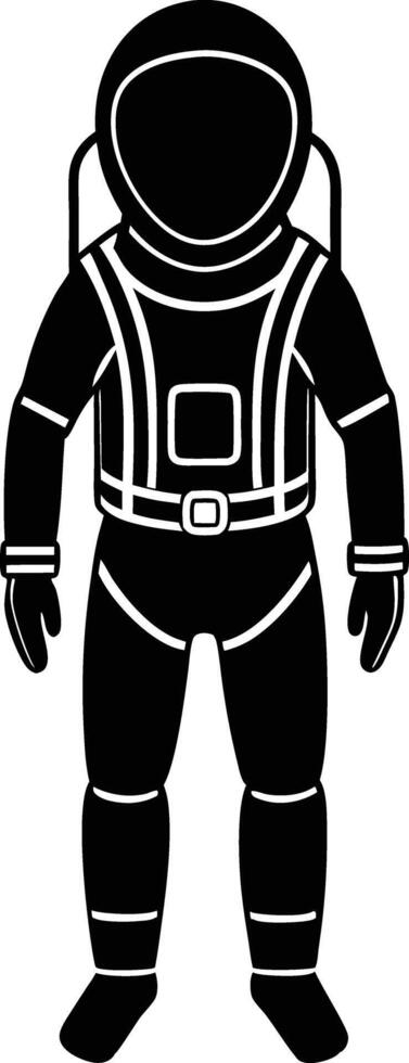astronaut in a space suit silhouette black and white illustration vector
