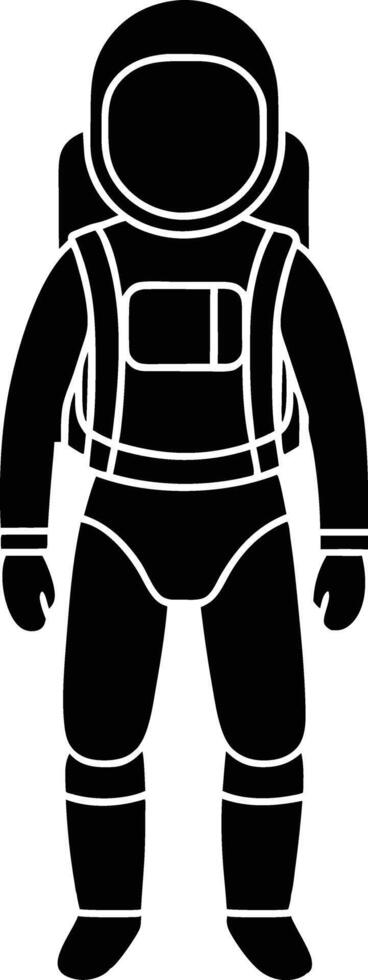 astronaut in a space suit silhouette black and white illustration vector