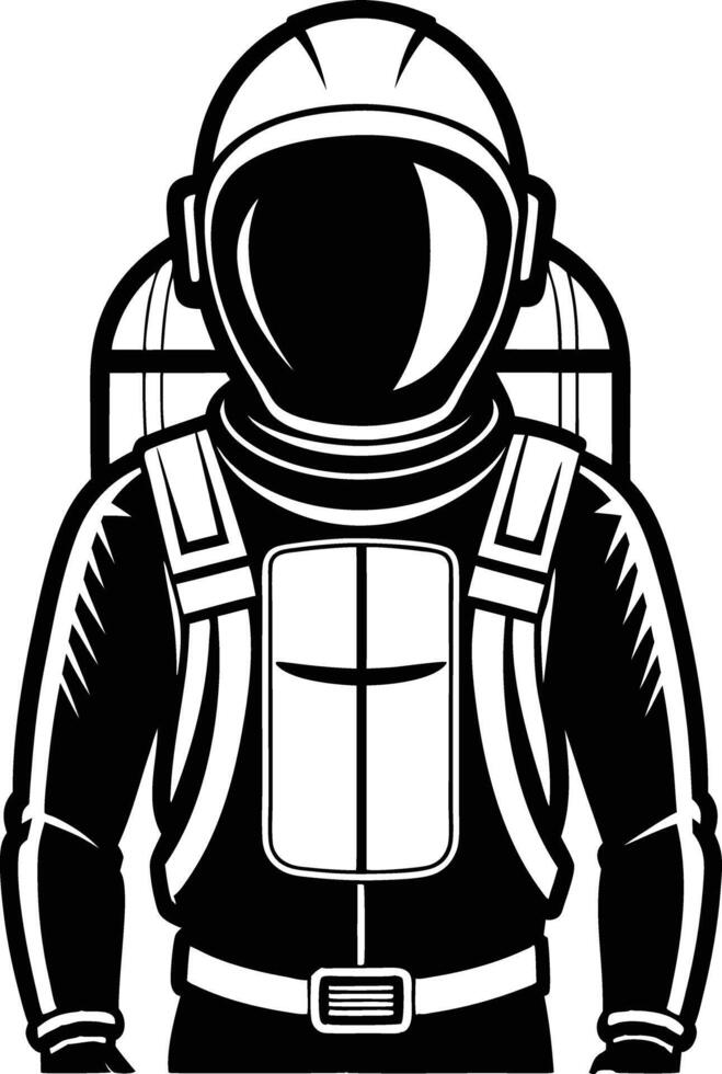 astronaut in a space suit silhouette black and white illustration vector