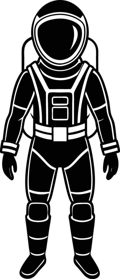astronaut in a space suit silhouette black and white illustration vector