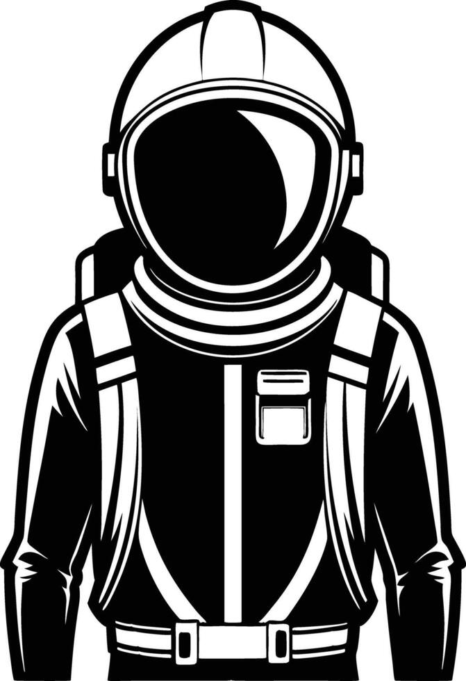 astronaut in a space suit silhouette black and white illustration vector
