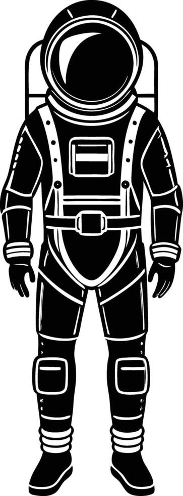 astronaut in a space suit silhouette black and white illustration vector