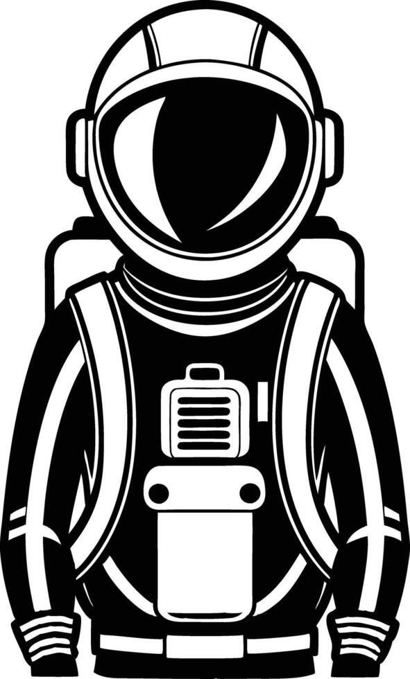 astronaut in a space suit silhouette black and white illustration vector