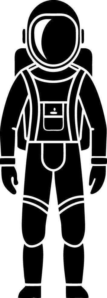 astronaut in a space suit silhouette black and white illustration vector
