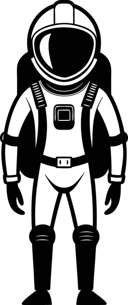 astronaut in a space suit silhouette black and white illustration vector