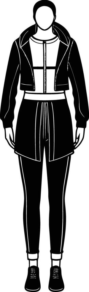 Women Full Outfit Dress illustration black and white vector