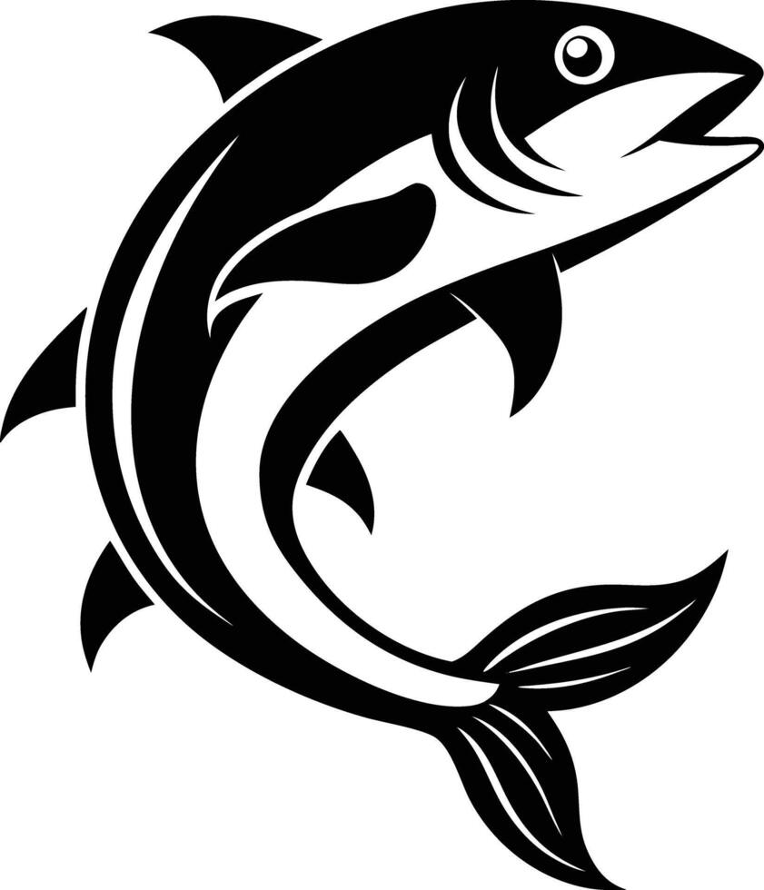 fish jumps illustration black and white vector