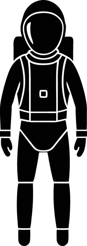 astronaut in a space suit silhouette black and white illustration vector