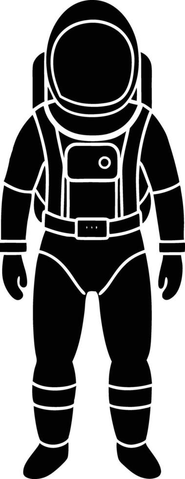 astronaut in a space suit silhouette black and white illustration vector
