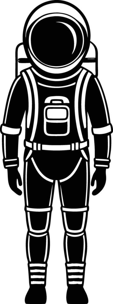 astronaut in a space suit silhouette black and white illustration vector