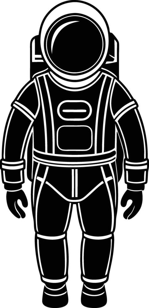 astronaut in a space suit silhouette black and white illustration vector