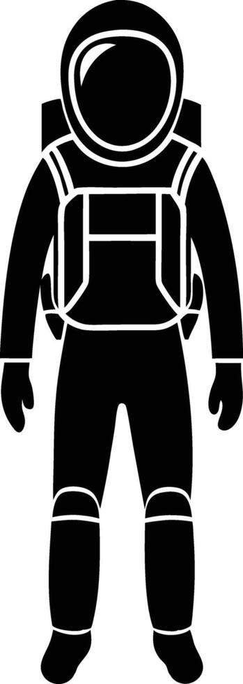 astronaut in a space suit silhouette black and white illustration vector