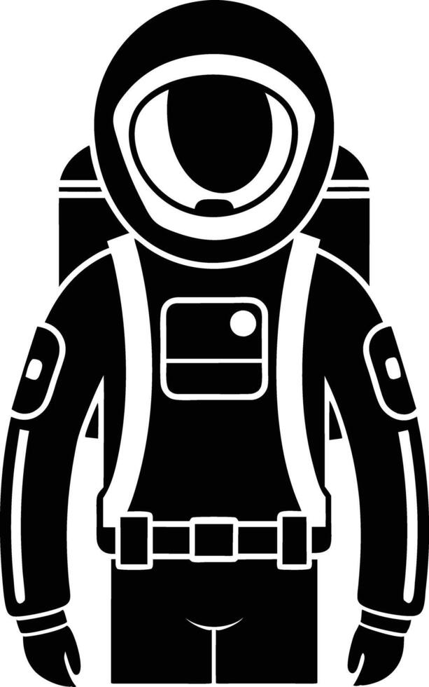 astronaut in a space suit silhouette black and white illustration vector