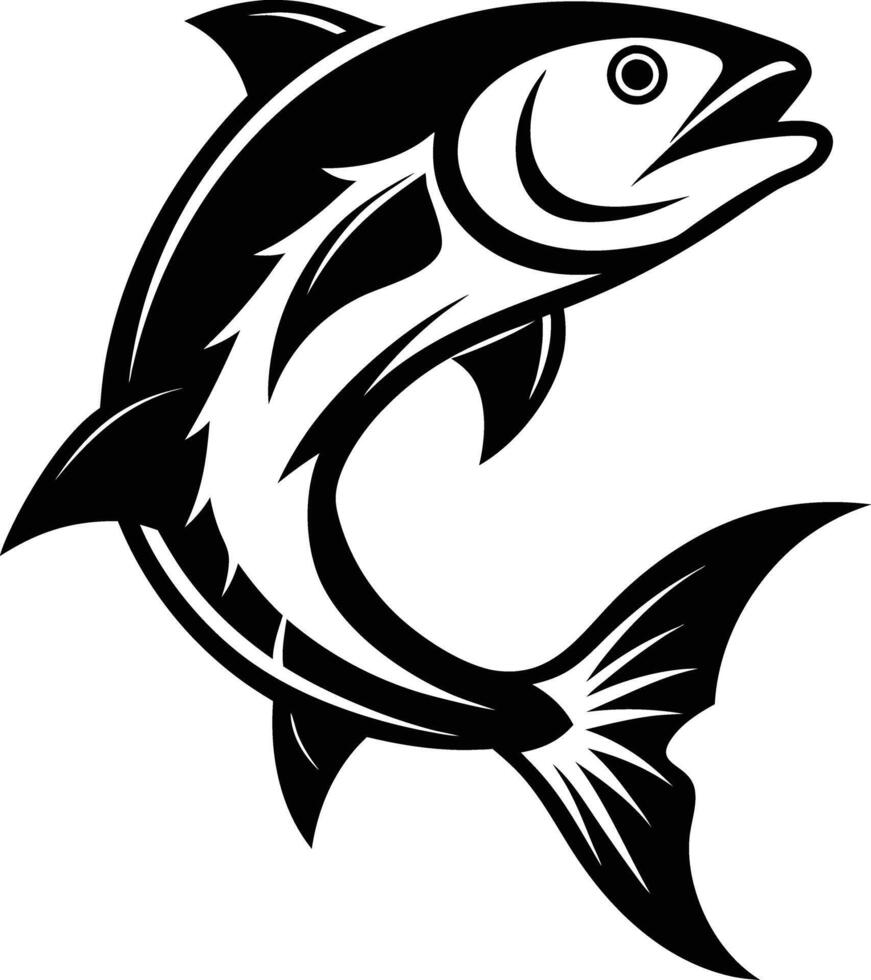 fish jumps illustration black and white vector