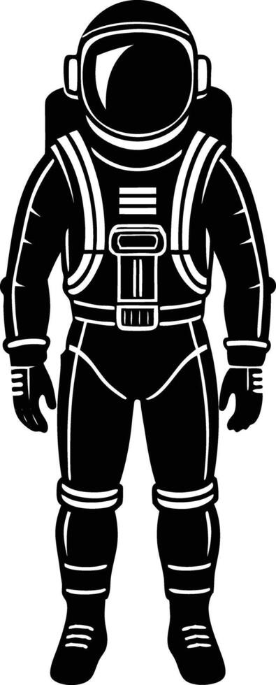 astronaut in a space suit silhouette black and white illustration vector