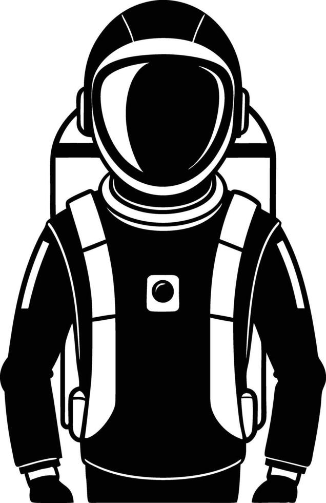 astronaut in a space suit silhouette black and white illustration vector