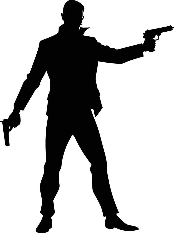 A Man with gun in hand silhouette illustration vector