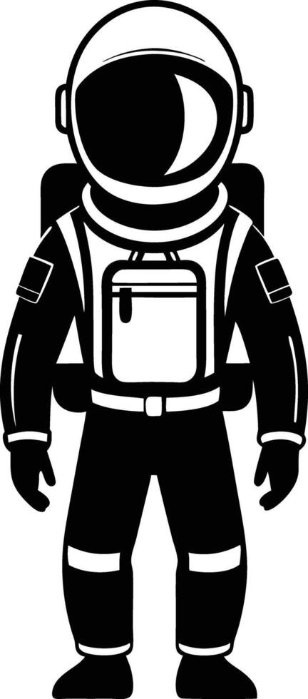 astronaut in a space suit silhouette black and white illustration vector
