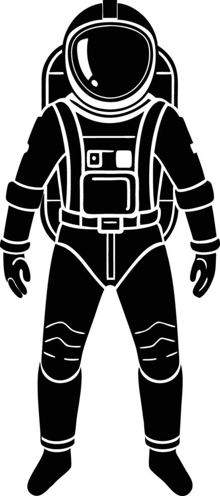 astronaut in a space suit silhouette black and white illustration vector