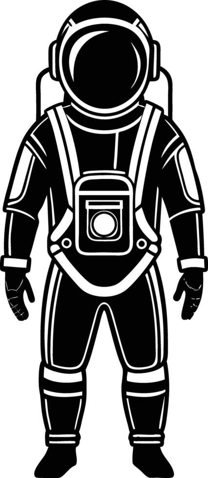 astronaut in a space suit silhouette black and white illustration vector