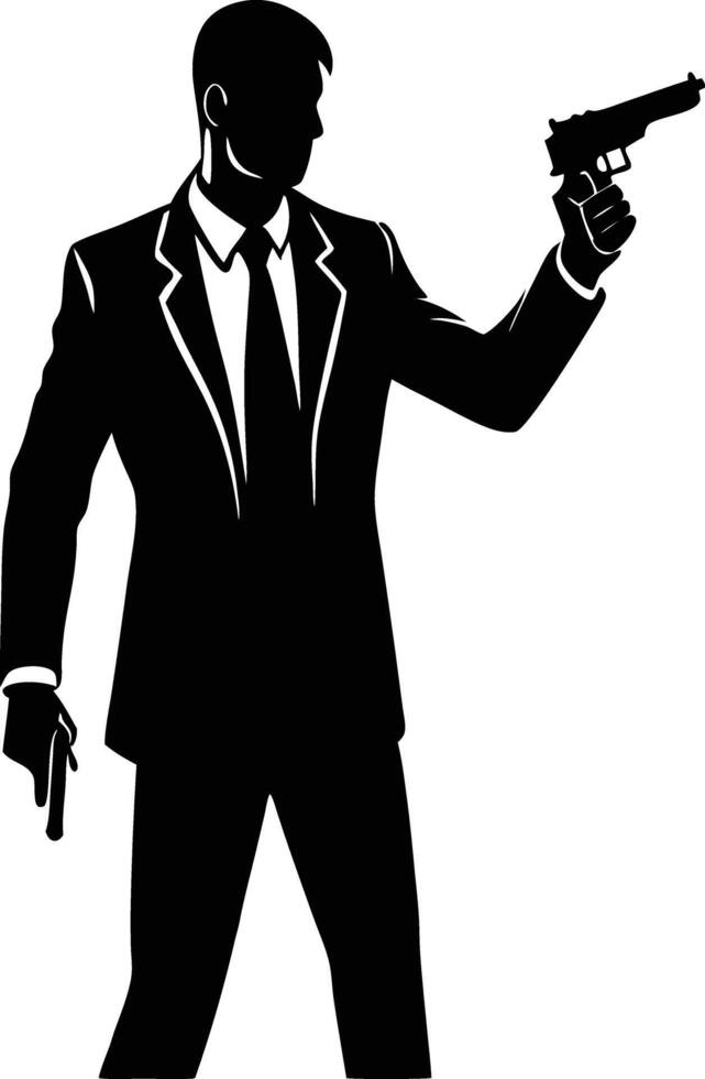 A Man with gun in hand silhouette illustration vector