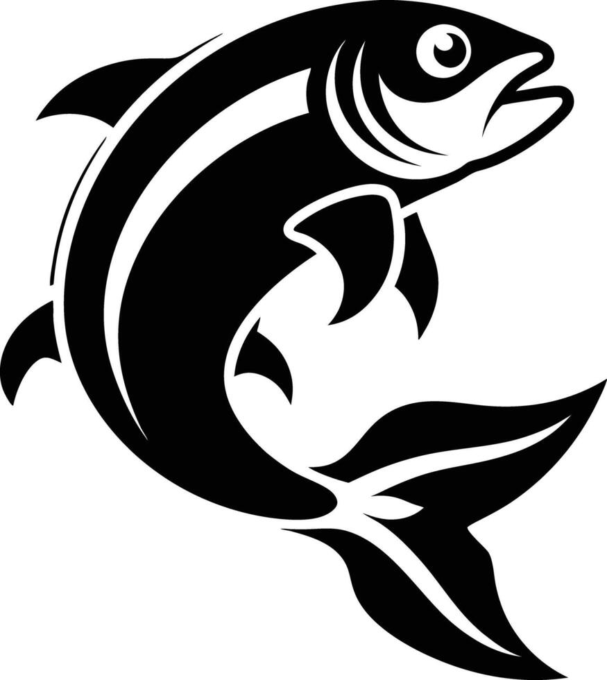 fish jumps illustration black and white vector
