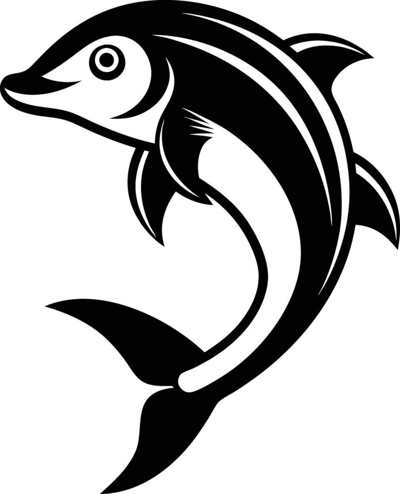 fish jumps illustration black and white vector