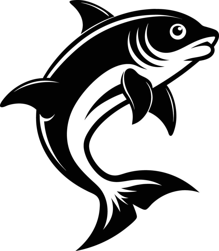 fish jumps illustration black and white vector