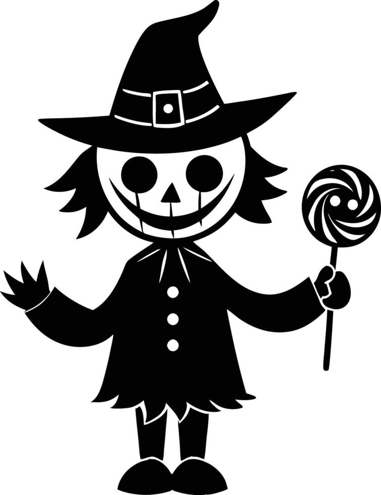 Cute hallowen charecter with candy illustration vector